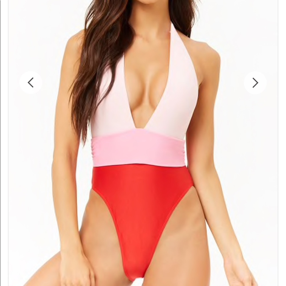 Colorblock One-Piece Swimsuit forever21